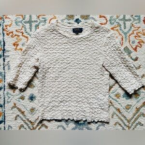 OVS Women's EUR M Italian Cream Blouse EUC with free faux pearl necklace